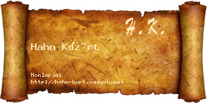 Hahn Kürt névjegykártya